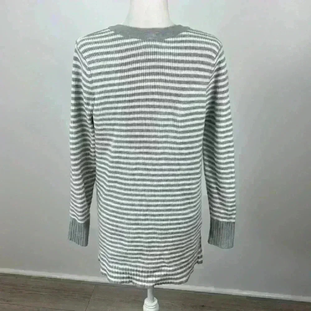 Sonoma Grey & White Striped Pullover Sweater Size M